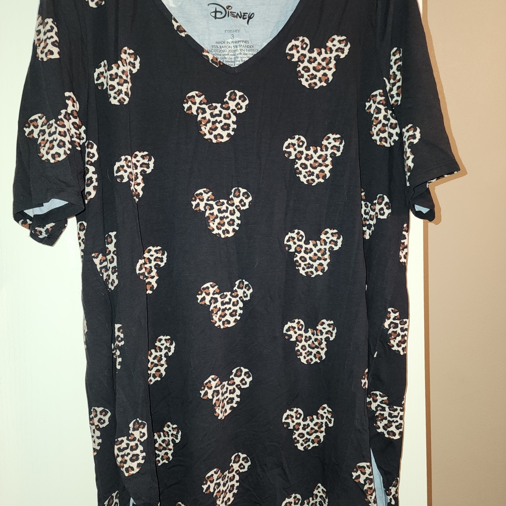 Torrid Disney Black and Brown Leopard Mickey Shirt